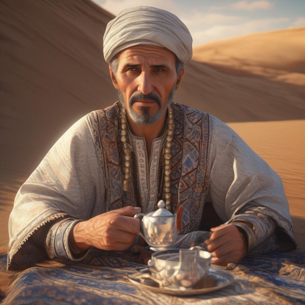 seducing algerian man traditional clothing desert tea cup traditional textiles.jpg