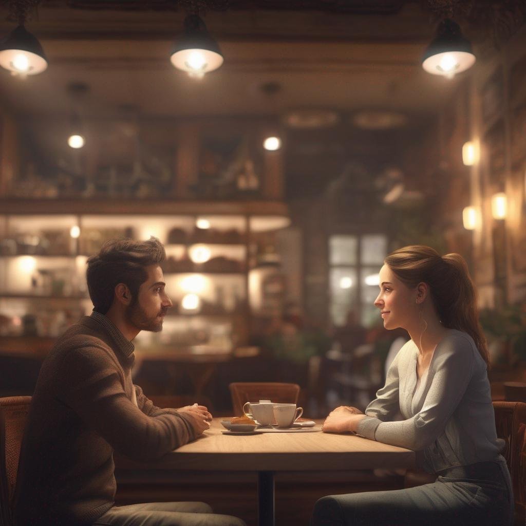 Body language during a date: eye contact and subtle gestures of interest in a cozy cafe or restaurant.jpg