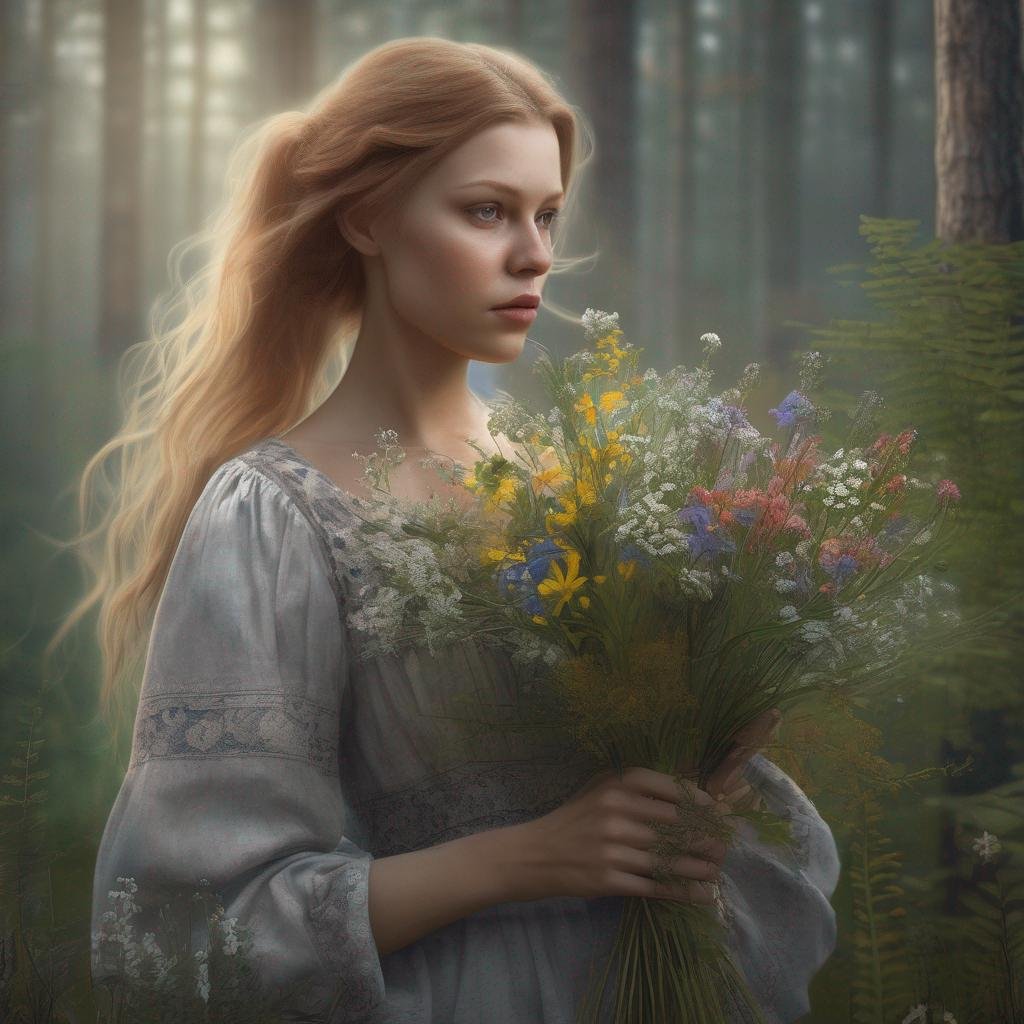 Finland woman wildflowers forest.jpg