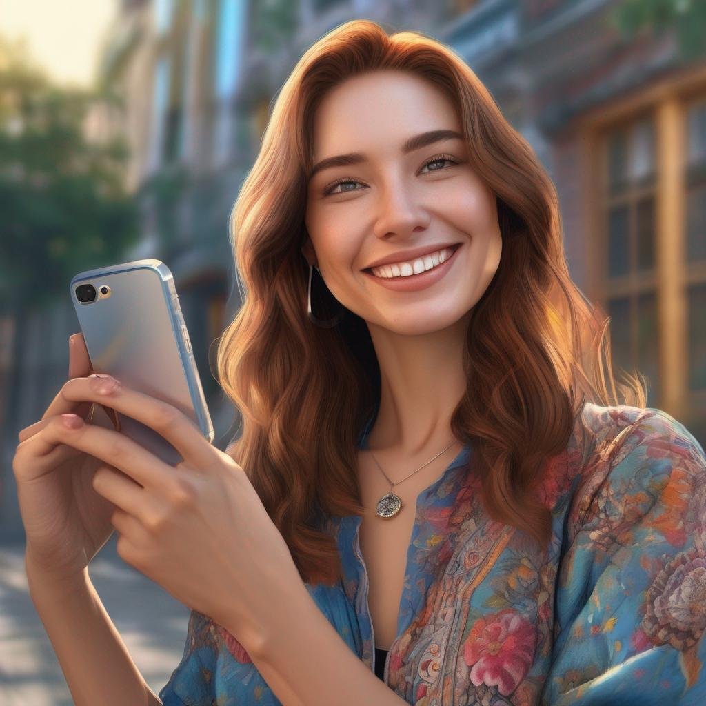 Confident woman optimizing Bumble profile outdoors with phone.jpg