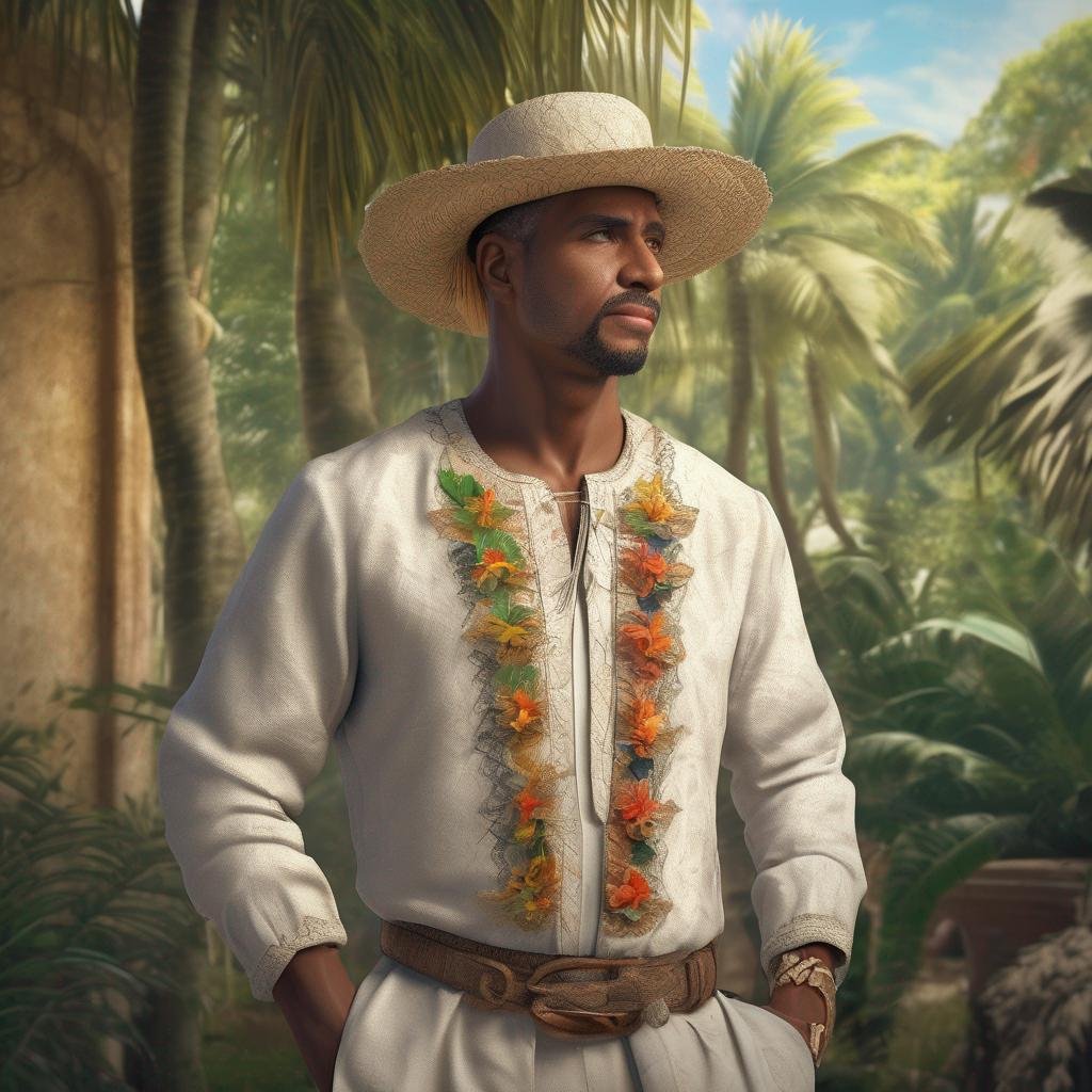 dominican man traditional attire tropical setting.jpg