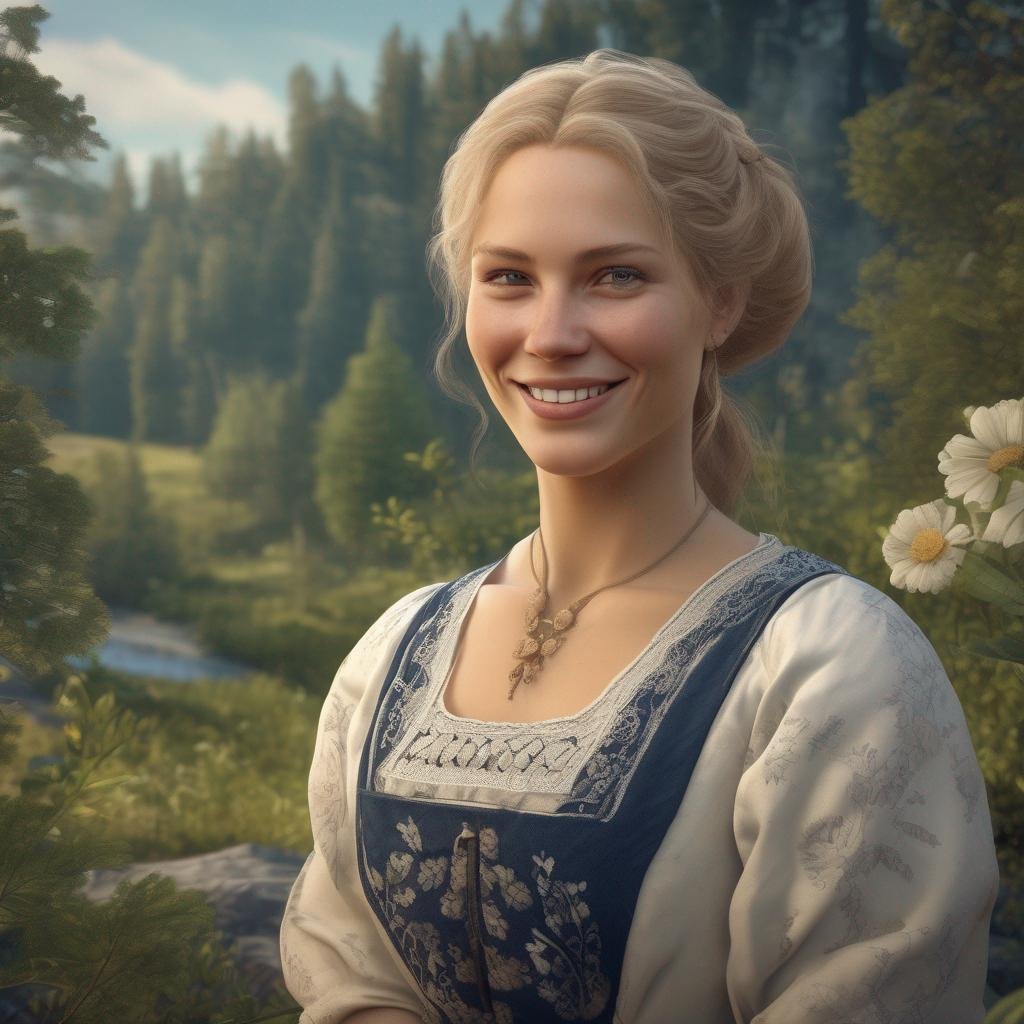 Swedish woman in traditional garments, smiling in natural landscape.jpg